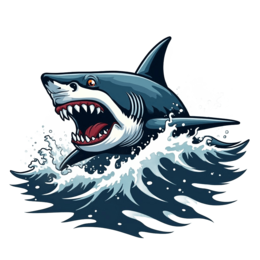 shark attack wave SVG PNG design with clean design elements