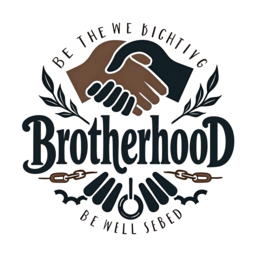 brotherhood hands shaking SVG PNG design with bold lettering, black and white floral elements, an uplifting message