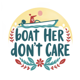 boating quote SVG PNG design with bold lettering, red and yellow floral elements