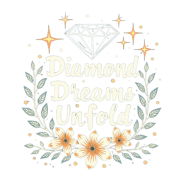 dreams flower diamond SVG PNG design with bold lettering, white and orange floral elements