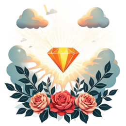 diamond roses SVG PNG design with orange and pink floral elements, an elegant visual style