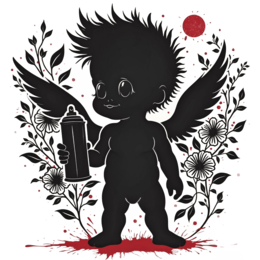 fantasy spraypaint SVG PNG design with clean design elements, black and white floral elements