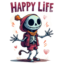 happy skeleton cartoon shirt SVG PNG design