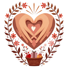 love flowerhands SVG PNG design with hand-drawn style, pink and red floral elements