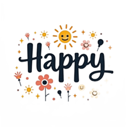 happy flowers sunshine SVG PNG design with bold lettering, pink and green floral elements