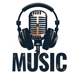 music microphone headphones SVG PNG design with bold lettering