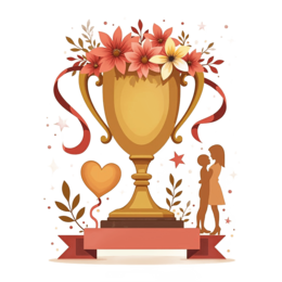 trophy award friends SVG PNG design with pink and red floral elements