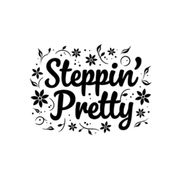 sticker flower pattern SVG PNG design with bold lettering, black and white floral elements, an uplifting message