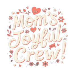 quotes moms joyful crew SVG PNG design with white and peach floral elements