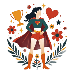 superhero floral SVG PNG design with black and orange floral elements