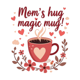 coffee mug SVG PNG design with bold lettering, red floral elements