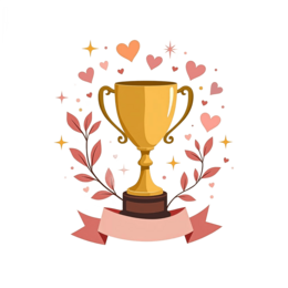 trophy hearts SVG PNG design with pink floral elements