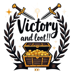 victory loot wreath SVG PNG design with bold lettering, yellow floral elements