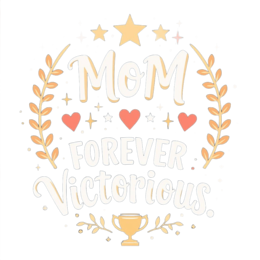 mom victorious SVG PNG design with bold lettering, red and blue floral elements