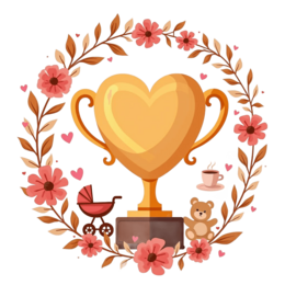 award trophy flower SVG PNG design with pink and red floral elements