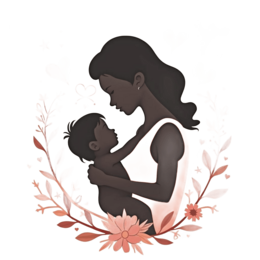 mother child love floral SVG PNG design with peach and pink floral elements