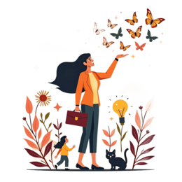 nature butterflies SVG PNG design with black and orange floral elements