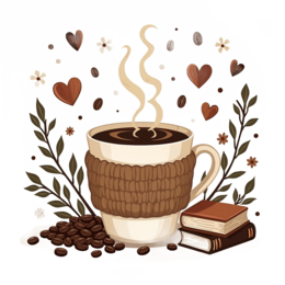 lifestyle books coffee SVG PNG design with white and red floral elements