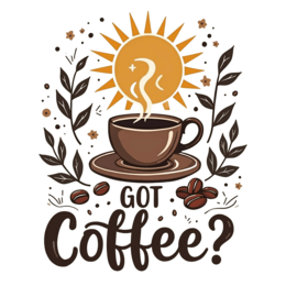 beverage morning SVG PNG design with bold lettering, green and yellow floral elements