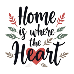 home heart leaves SVG PNG design with black and red floral elements