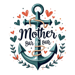 mother anchor hearts SVG PNG design with hand-drawn style, green floral elements, an uplifting message