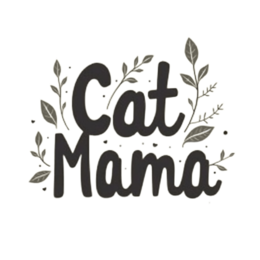 cat mama SVG PNG design with hand-drawn style, bold lettering, black and cream floral elements