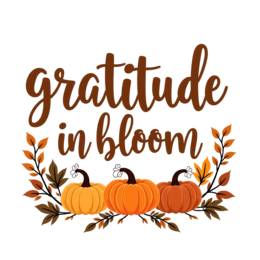 autumn gratitude bloom pumpkins SVG PNG design with orange floral elements