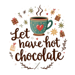 chocolate hot SVG PNG design with bold lettering, white floral elements