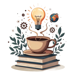 coffee lightbulb books SVG PNG design with green floral elements