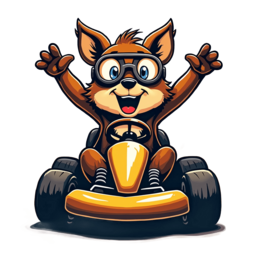 cartoon fox kart SVG PNG design with clean design elements