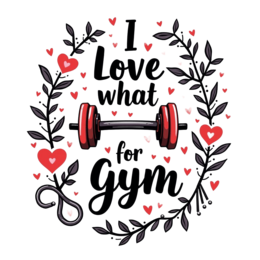 gym love hearts SVG PNG design with bold lettering, red floral elements