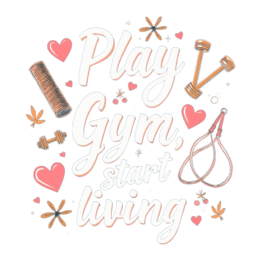 gym living flower SVG PNG design with bold lettering, red and blue floral elements