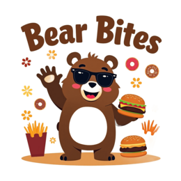 friendly bear fastfood SVG PNG design with bold lettering