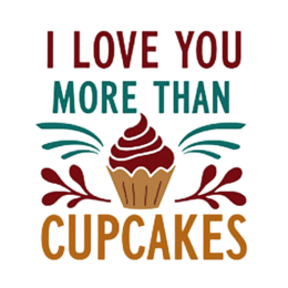 cupcake love SVG PNG design with bold lettering, red floral elements