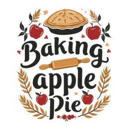 baking apple pie SVG PNG design with bold lettering, black and red floral elements