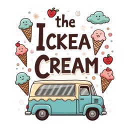 icecream van SVG PNG design with clean design elements, blue and cream floral elements