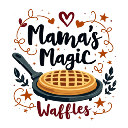 mama magic waffles SVG PNG design with bold lettering, black and red floral elements