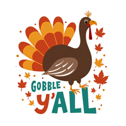 thanksgiving turkey leaves SVG PNG design with bold lettering, orange and yellow floral elements