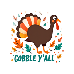 thanksgiving turkey decorations SVG PNG design with bold lettering, orange and green floral elements