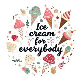 icecream varieties SVG PNG design with bold lettering, cream floral elements