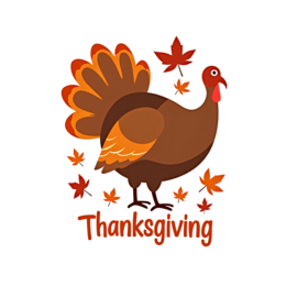 thanksgiving turkey autumn SVG PNG design with bold lettering, orange and red floral elements