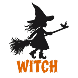 silhouette witch SVG PNG design with bold lettering