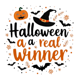 pumpkins bats SVG PNG design with bold lettering, black and orange floral elements