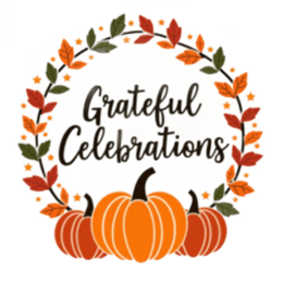 grateful celebrations pumpkins SVG PNG design with black and orange floral elements