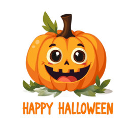 pumpkin cartoon SVG PNG design with bold lettering, orange and green floral elements