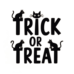 trick or treat cats SVG PNG design with bold lettering