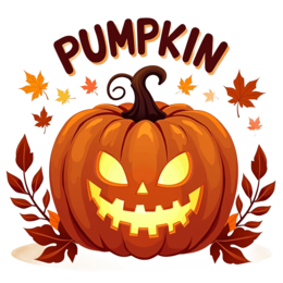 pumpkin leaves SVG PNG design with bold lettering, orange and yellow floral elements