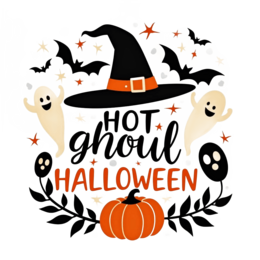 hot ghoul pumpkin shirt SVG PNG design with bold lettering