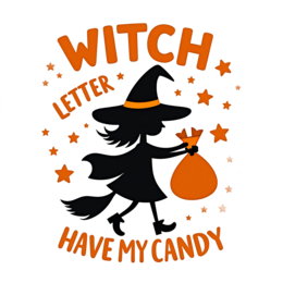 witch candy bag SVG PNG design with bold lettering