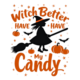 witch candy pumpkins SVG PNG design with bold lettering